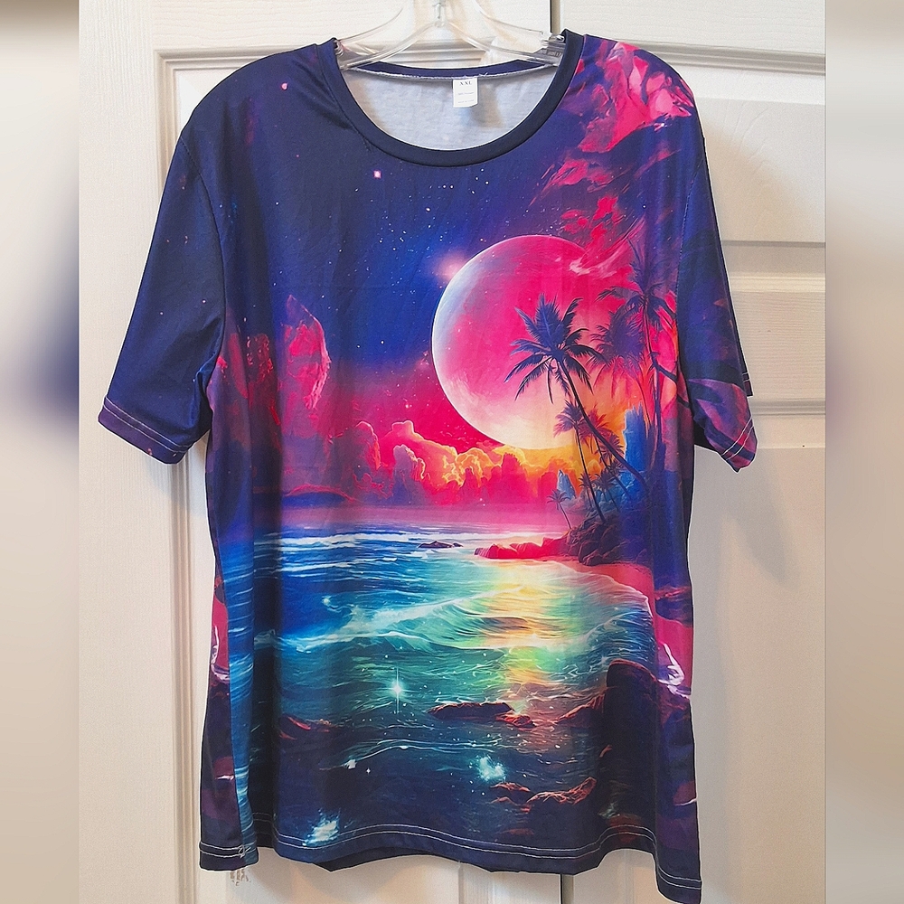 NWOT, Women's Sunset Ocean Print Top